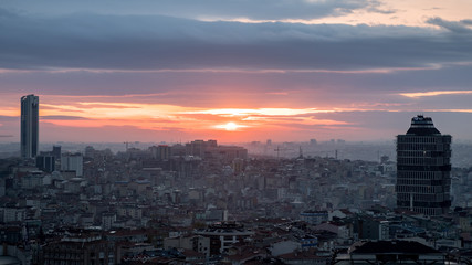 Wall Mural - Sunset in Istanbul with panoramic cityscape