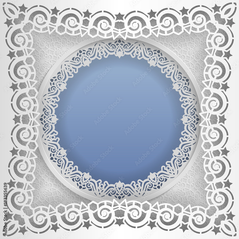 Round white frame in an square