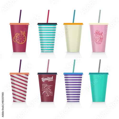 Set Of Plastic Fastfood Cup For Beverages With Straw Plastic Cup Mockup Buy This Stock Vector And Explore Similar Vectors At Adobe Stock Adobe Stock