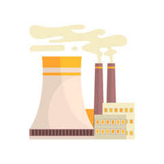 Sticker - Thermal power station, industrial manufactury building vector illustration