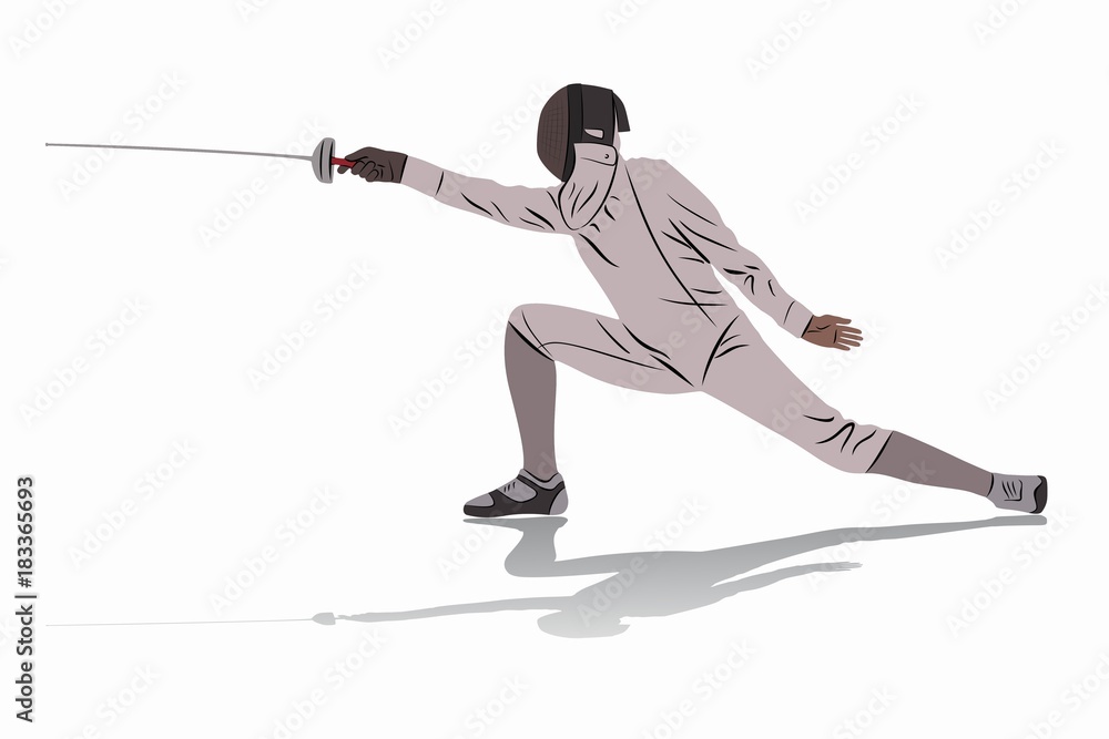 illustration of a fencer , vector draw - obrazy, fototapety, plakaty 