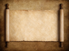 Scroll Parchment Over Old Paper Background 3d Illustration