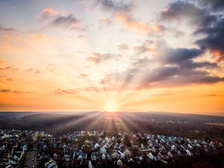 Wall Mural - Aerial Sunset in Franklin Park New Jersey