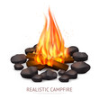 Realistic Campfire Background Composition