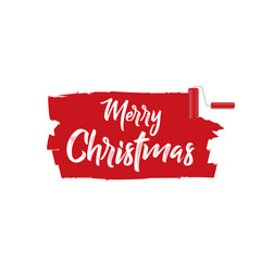 Wall Mural - Banner on a white background, Merry Christmas texture red paint