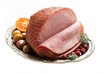 Holiday Ham isolated on white, selective focus