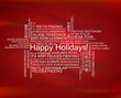 Happy Holidays in different languages, celebration word tag cloud greeting card, vector art