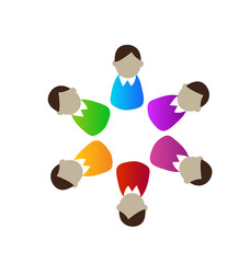 Teamwork executives busines people colorful icon vector