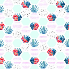 Poster - Abstract summer hexagon shapes seamless pattern