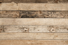 Rustic Weathered Barn Wood Background With Star Shape And Nail Holes