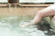 women leg foot soak in the hot spring