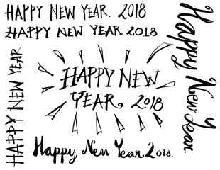 Wall Mural - Set of 2018 number new year illustration Hand drawn doodle Sketch line vector eps10