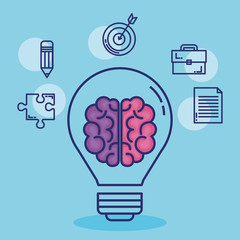 Poster - creative brain set icons vector illustration design