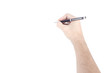 © Mizkit - man hand holding a black pen on a white background