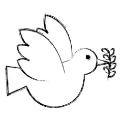 Sticker - peace dove with olive branch vector illustration design