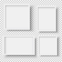 Set Of Realistic Empty White Picture Frames