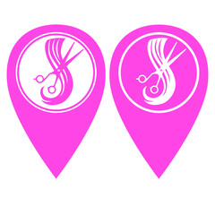 Wall Mural - beauty salon pin pointer in two color version