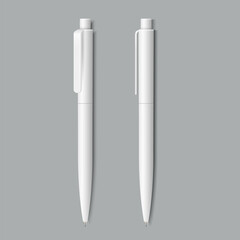 Wall Mural - White realistic  pen on grey background