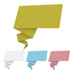 Wall Mural - vector set of origami banner and speech bubbles