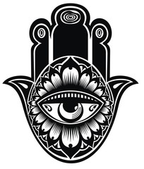 Canvas Print - Hamsa, hand of Fatima, vector illustration