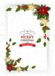 Christmas And New Year Greeting CardChristmas background with decoration and paper.Christmas frame with berry and Christmas Flower Pointsetta