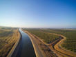 Aerial view above California aqueduct