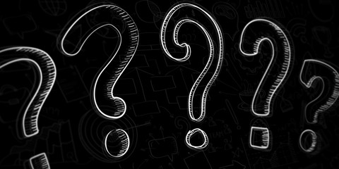 Poster - hand drawn question marks sketch