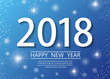 Happy New Year 2018 text design. Vector greeting illustration on blue background. Eps 10