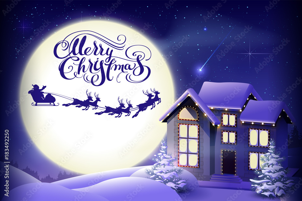 фотография Merry Christmas calligraphy text greeting card