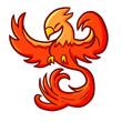 Cool and great red orange phoenix bird - vector.