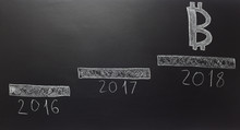 Drawn Steps With Bitcoin Symbol Years 2016 2017 2018
