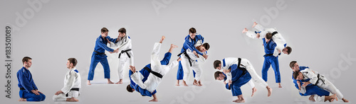 Dekoracja na wymiar  dwoch-wojownikow-judokow-walczacych-z-mezczyznami
