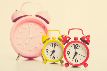 Wall Mural - Retro alarm clocks with retro colored