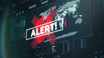 Red code alert, warning message on screen, system under attack, cyberterrorism. Program interface with warning message, hacking in progress