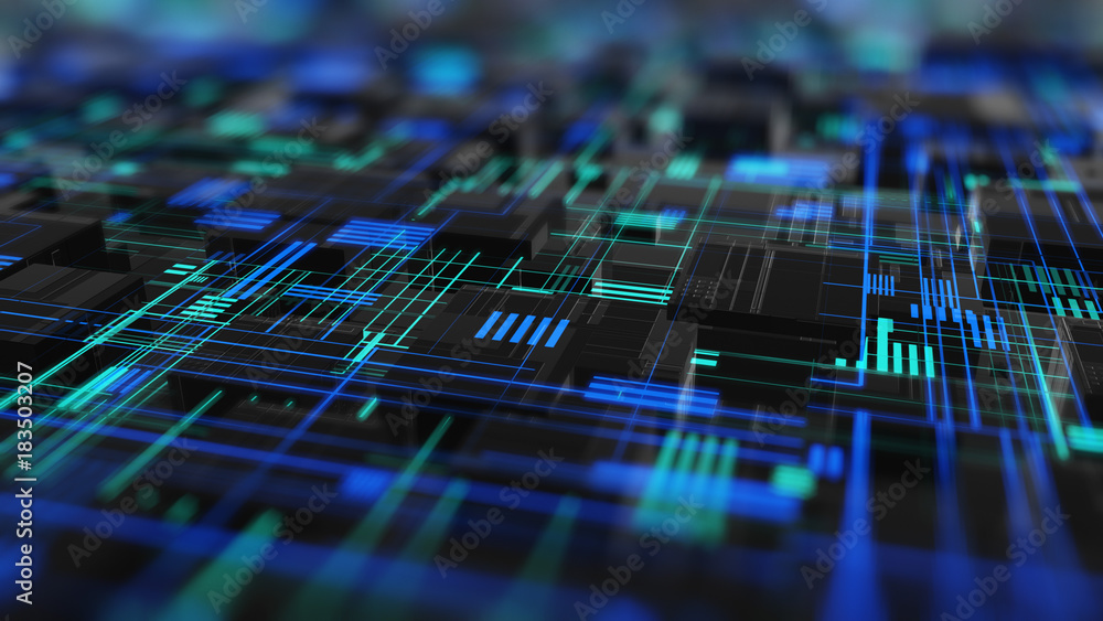 Abstract high tech digital technology background made of particles and ...