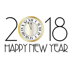 Wall Mural - Happy new year metallic clock art deco vector graphic