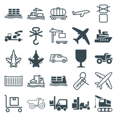 Poster - Set of 25 cargo filled and outline icons