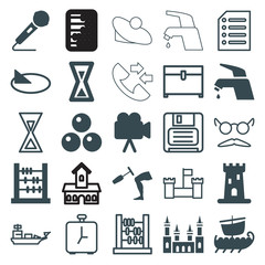 Poster - Set of 25 old filled and outline icons