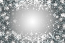 Snowflakes And Stars - Winter Vector Pattern - Silver Background