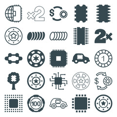 Wall Mural - Set of 25 chip filled and outline icons