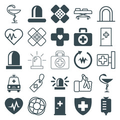 Canvas Print - Set of 25 emergency filled and outline icons