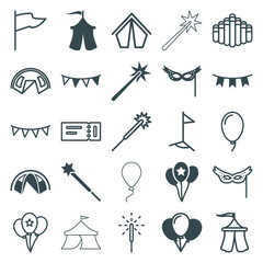 Wall Mural - set of 25 festival filled and outline icons