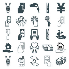 Poster - Set of 25 hold filled and outline icons