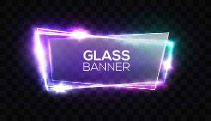 Wall Mural - night club neon sign with transparent glass plate.