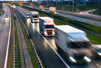 Sticker - Trucks on four lane controlled-access highway in Poland