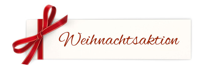 Canvas Print - gift card banner with red ribbon bow isolated on white background - weihnachtsaktion