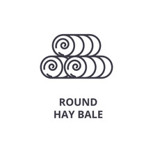 Round Hay Bale Line Icon, Outline Sign, Linear Symbol, Flat Vector Illustration