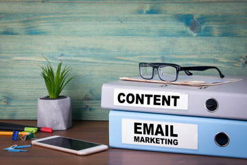 Wall Mural - Email marketing and content. Successful business, advertising and social networking information.