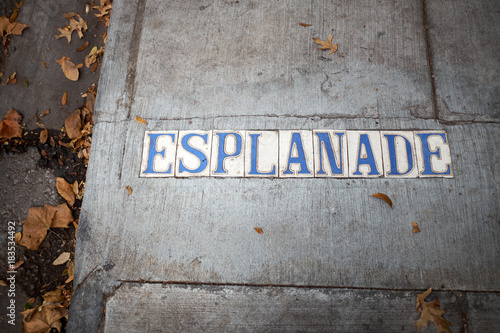 Fotografia, Obraz Esplanade place name set into a concrete sidewalk