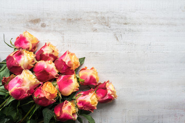 Beautiful bunch of two colored roses